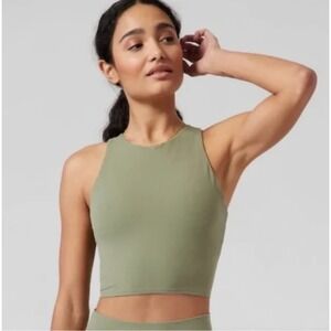 Athleta Conscious Crop A-C Tank Top Olive Green High Neck Racerback XXS